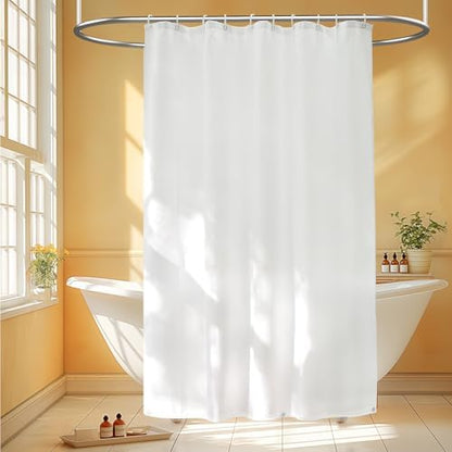 Seenus 60''W Waterproof Fabric Shower Curtain Liner with 3 Lerge Magnets, 60 x 78 Inch Washable Cloth Shower Liner Extra Long, White Lightweight Bathroom Curtain for Walk in Shower