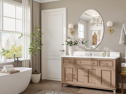Frameless Oval Mirror, 24"x32" Oval Beveled Bathroom Mirrors