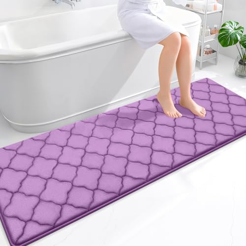 OLANLY Memory Foam Bath Mat Rug 70x24, Ultra Soft Bathroom Rugs, Lavender