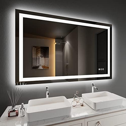 Amorho LED Bathroom Mirror 48"X30" with Front Light and Backlit