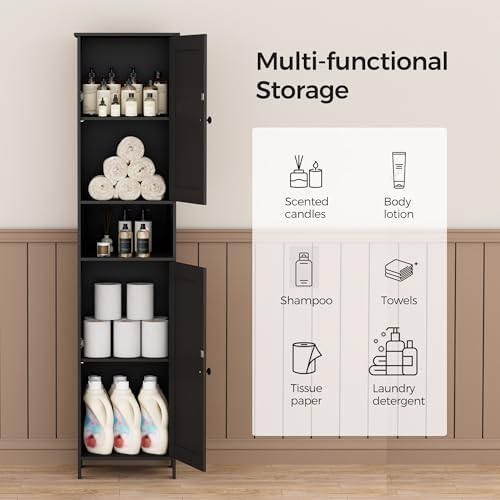 Homleke Tall Bathroom Storage Cabinet with 2 Doors, Slim Bathroom Cabinet