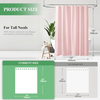 Dynamene Long Waffle Shower Curtain 256 GSM Heavy Fabric 72x78 Pink