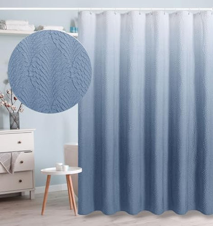 Gibelle Ombre Blue Shower Curtain for Bathroom, Farmhouse Bath Curtain 72x72
