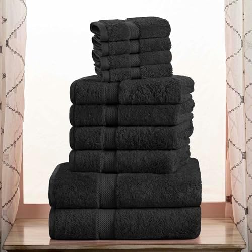 Superior Egyptian Cotton Ultra Plush & Absorbent, 10 Piece Set, Black