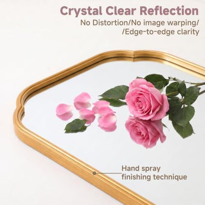 36"x24" Gold Scalloped Mirror for Bathroom, Rust-Proof Metal Frame