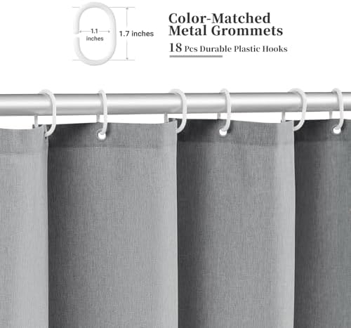 BTTN 108x72 Boho Scalloped Linen Textured Cloth Shower Curtain, Grey/Gray