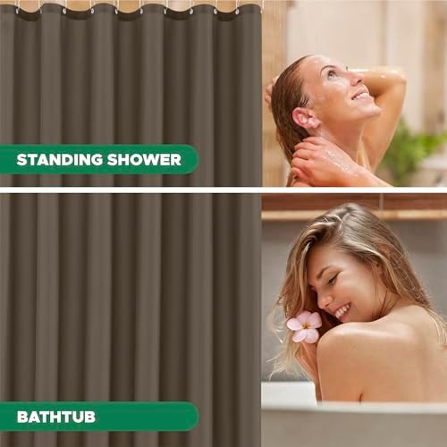 Fabric Shower Curtain Liner 72x72 Inch-Taupe Standard Size Shower Liners