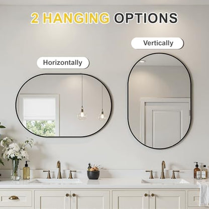 Black Oval Bathroom Mirror for Wall, 24"x36" Bathroom Vanity Mirror