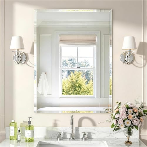 24x32 Inch Bathroom Mirrors for Over Sink, Frameless Mirrors for Wall
