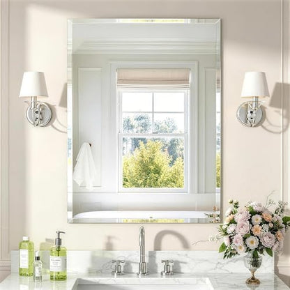 24x32 Inch Bathroom Mirrors for Over Sink, Frameless Mirrors for Wall