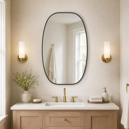 USHOWER Black Oval Bathroom Mirrors 30x48 Inch