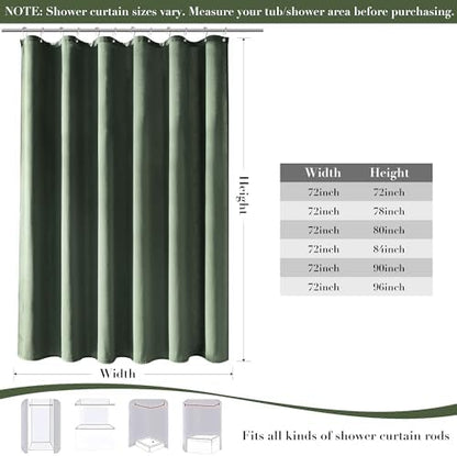 Nanspring Extra Long Linen Shower Curtain for Bathroom 90 Inch Olive Green