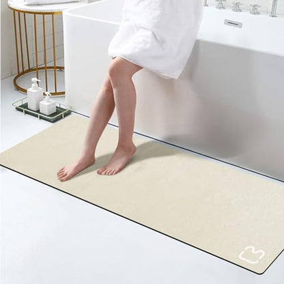 RUERYA Beige Long Bathroom Rugs Large Stone Bath Mats for Bathroom,16"x47"