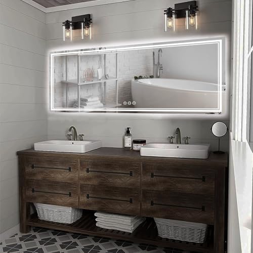 Ratsamee 84"x40" LED Bathroom Mirror with Lights, Backlit + Front Lit