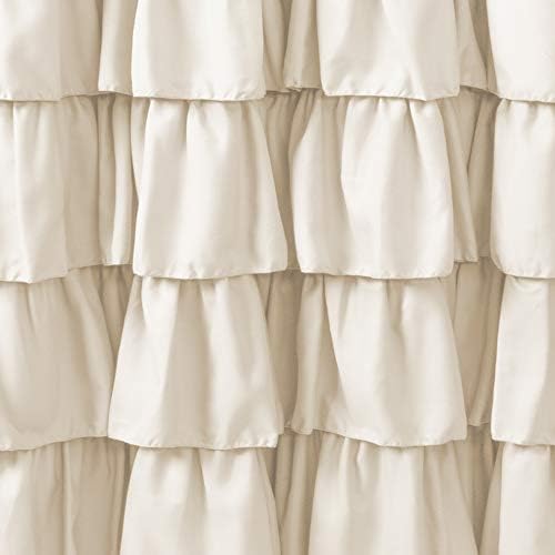 Lush Decor Ruffle Shower Curtain | Floral Textured Vintage Chic Farmhouse Style Design, Ivory, 72" x 72"