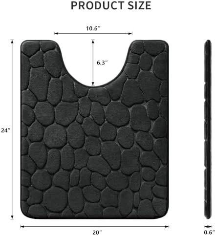 YIHOUSE Memory Foam Bath Mat Cobblestone Bathroom Rugs Super Water Absorbent Bath Mats for Bathroom Machine Washable Bath Rugs(20 x 24,Black)