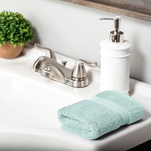 Superior Egyptian Cotton Plush & Absorbent, Face Towel Set of 6, Sea Foam
