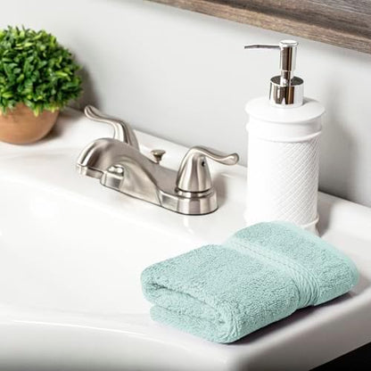 Superior Egyptian Cotton Plush & Absorbent, Face Towel Set of 6, Sea Foam