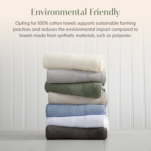 Springtree Home 100% Cotton Bath Towel Set | 4-Pack | Textured | Beige
