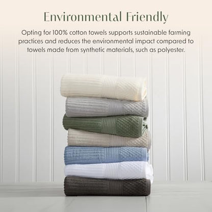 Springtree Home 100% Cotton Bath Towel Set | 4-Pack | Textured | Beige