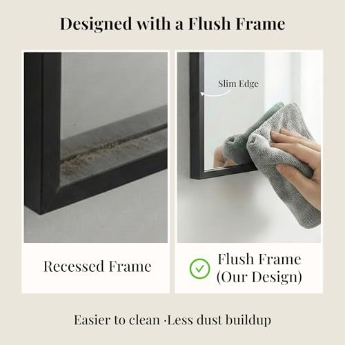 36"x36" Matte Black Framed Square Bathroom Vanity Wall Mirror