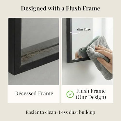 36"x36" Matte Black Framed Square Bathroom Vanity Wall Mirror