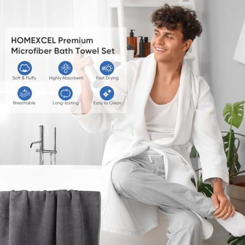 HOMEXCEL 4PK Bath Towel Set, 30x60 in, Absorbent Large Towels for Bathroom
