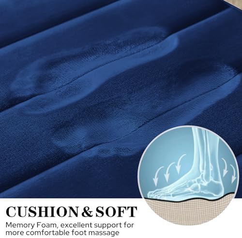 BYSURE Navy Blue Memory Foam Bathroom Rug Set 3 Piece, Non Slip Extra Soft Absorbent Bath Mats, Machine Washable & Dry Toilet Mat Sets for Bathroom Floor