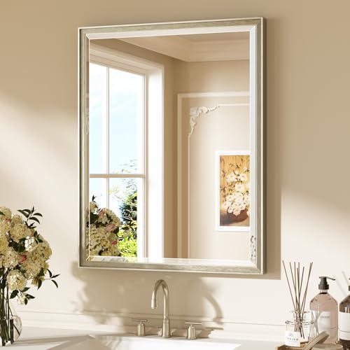 Keonjinn Brushed Nickel Bathroom Mirrors for Over Sink 24" x 30", Rectangle