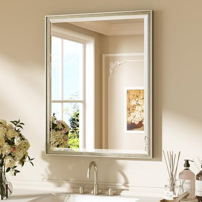 Keonjinn Brushed Nickel Bathroom Mirrors for Over Sink 24" x 30", Rectangle