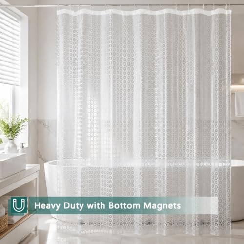 Shower Curtain Liner, 100% Waterproof Peva Shower Curtains with 3 Duty Heavy Bottom Magnets and 12 Rust Proof Grommets, 72x72 Weighted Shower Liner for Shower Stall, Bathtubs