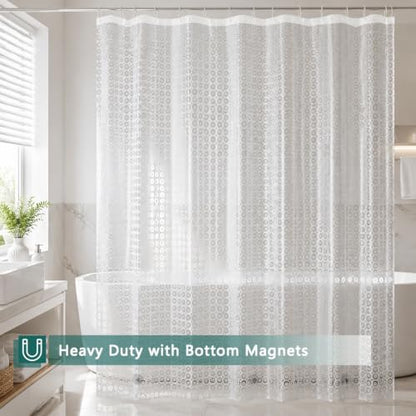 Shower Curtain Liner, 100% Waterproof Peva Shower Curtains with 3 Duty Heavy Bottom Magnets and 12 Rust Proof Grommets, 72x72 Weighted Shower Liner for Shower Stall, Bathtubs