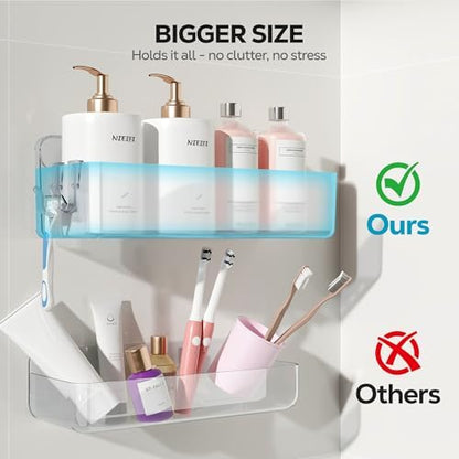 Nieifi Adhesive Shower Shelves, Clear, 2 Pieces