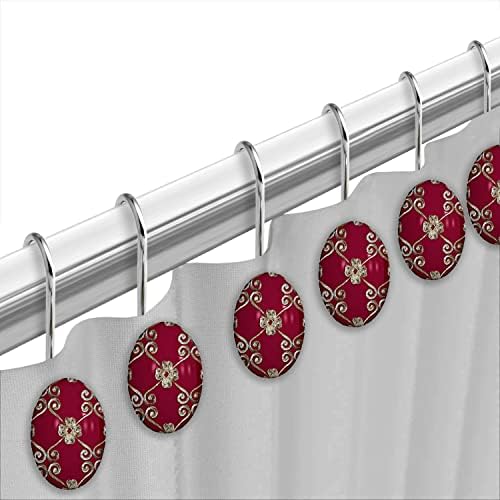 Zahari Home Elegant Rose Shower Hooks Set - Curtain Rings with Unique Design - 12 Resin Hooks for Customizing Your Shower Space