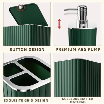 XLHOMO Bathroom Accessories Set - Gorgeous Green Bathroom Set, 10PC Green Bathroom Accessory Set, Bathroom Sets with Toilet Brush, Bathroom Trash Can
