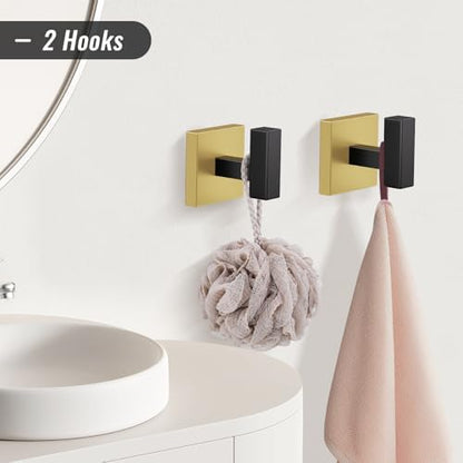 YACVCL Towel Bar Set, 5-Piece Black and Gold Bathroom Hardware Set, Black&Gold Bathroom Accessories Set, SUS304 Stainless Steel 23.6 Inch Towel Holder Towel Racks Set Wall Mounted