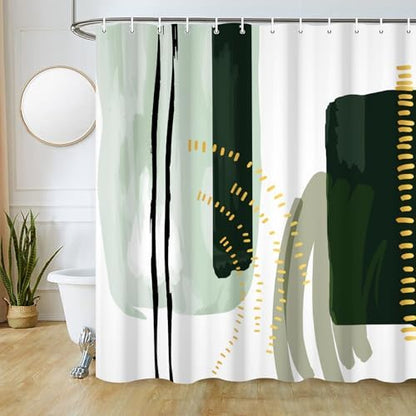 Mid Century Green Shower Curtain for Bathroom 72x96 Inch
