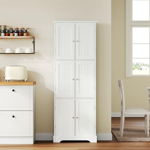 ChooChoo 63.2" Tall Bathroom Storage Cabinet with 6 Doors