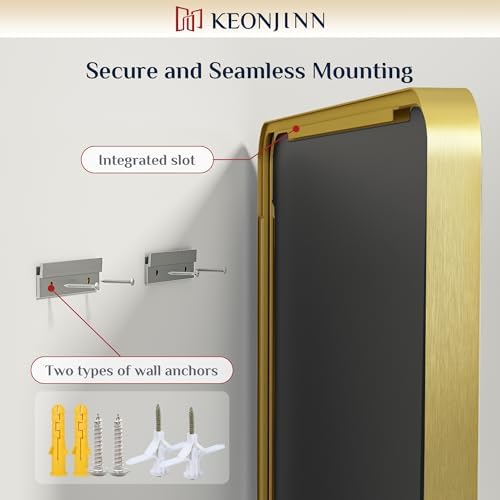 Keonjinn 48 x 24 Inch Brushed Gold Bathroom Mirrors for Over Sink