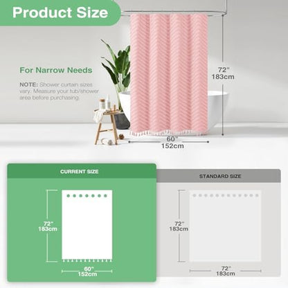 Dynamene Stall Boho Farmhouse Shower Curtain Tufted Chevron 60"x72" Pink