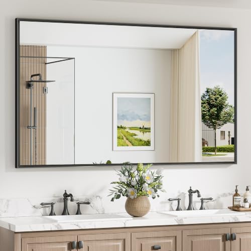 Keonjinn 60 x 36 Inch Black Oversize Bathroom Mirrors for Over Sink