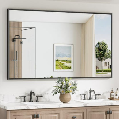 Keonjinn 60 x 36 Inch Black Oversize Bathroom Mirrors for Over Sink