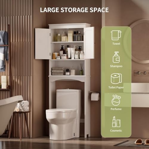 Gizoon Over the Toilet Storage Cabinet with Adjustable Shelf, White