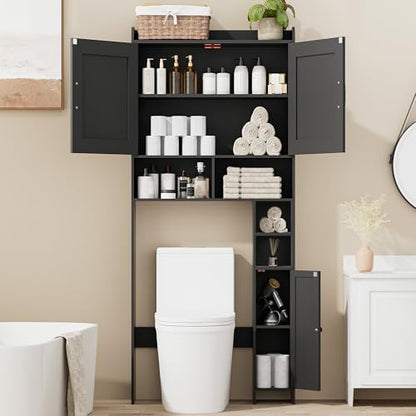 Homhedy Wooden Over The Toilet Storage Cabinet with Barn Door