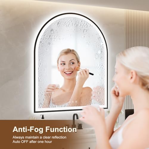 30.1"x36.1" Arched LED Lighted Bathroom Mirror with Lights