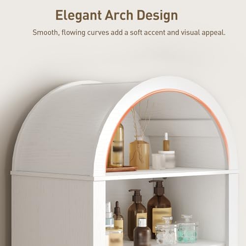 RALGEND 66" Tall Bathroom Cabinet Set of 2, Freestanding Cabinet with Doors & Shelves,Arched Cabinets for Bathroom, Living Room, Kitchen, Laundry, White