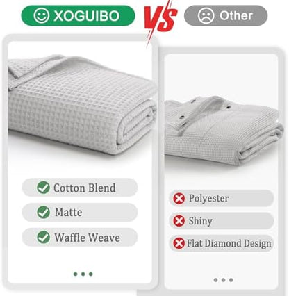 Stall Waffle Shower Curtain Heavyweight Cotton Fabric Light Grey 60Wx72L