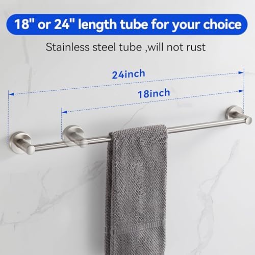 BGL Bathroom Accessories Set 4-Pieces Shiny Brushed Nickel Zinc Alloy Wall Mounted Towel Racks for Bathroom