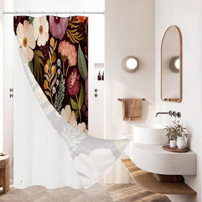3 in 1 Boho Purple Shower Curtain Set with PEVA Liner & 12 Hooks, 36 x 72