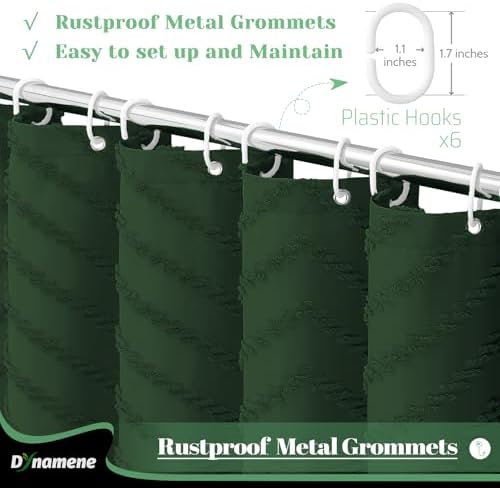 Dynamene Stall Boho Shower Curtain Tufted Chevron 36"x72" Dark Green